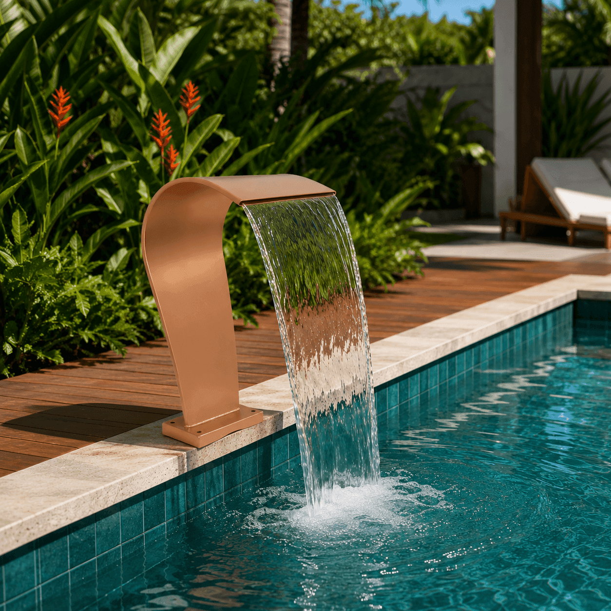 Cascata High Tech Naja Colorida Rose Gold — Cascata para Piscina